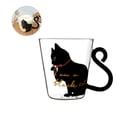 thumbnail image 2 of MasteelfCA 250ML Transparent Glass Japanese style Cat Cup Personality Milk Cup Heat-resistant with Handle for Coffee Tea Wine (Black), 2 of 7