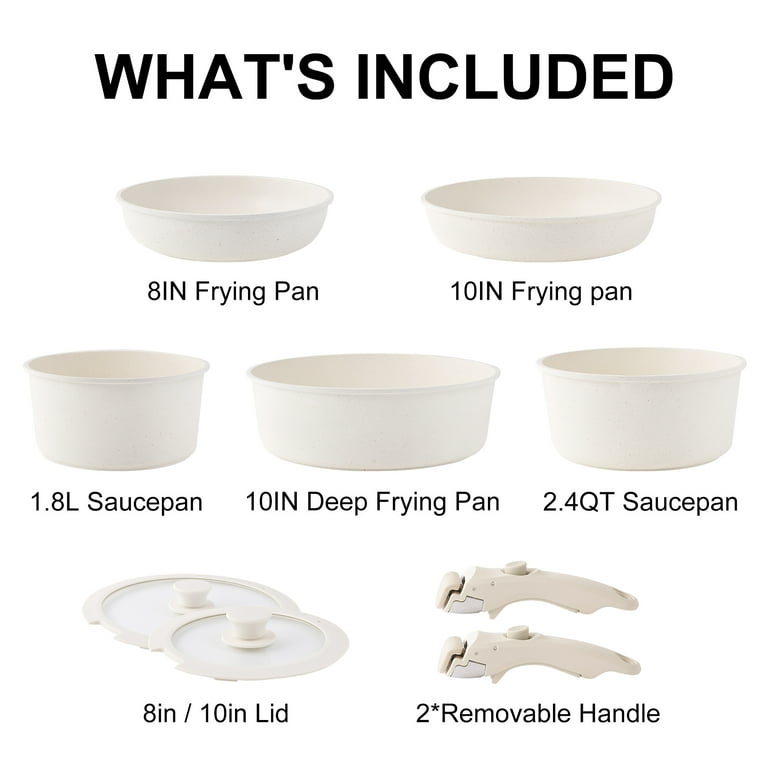 Caannasweis Pots and Pans Set Nonstick Detachable Handle Cookware