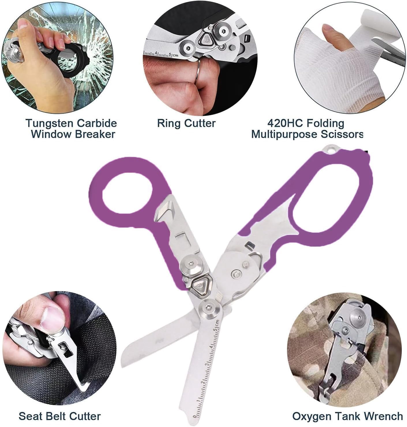 Trauma Shears,6 in-1 Emergency Response Shears with Protective Sheath,Medical Scissors Trauma Scissors for Outdoor Camping Rescue