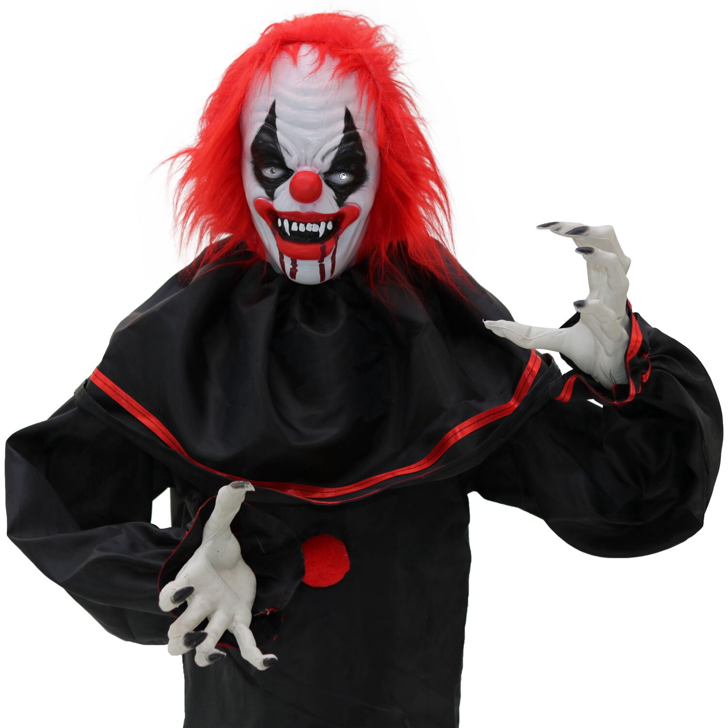 Haunted Hill Farm 5 ft Animatronic Hell Raiser Clown, Indoor/Covered Outdoor Halloween Decoration, HHCLOWN-20FSA