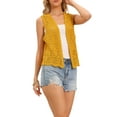 thumbnail image 4 of INSPIRE CHIC Women's Floral Crochet Hollow Out Sleeveless Open Front Vest Cardigan XL Yellow, 4 of 6