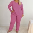 thumbnail image 2 of ZJXFGS Plus Size Long Thermal Underwear for Women Fleece Lined Base Layer Pajama Top and Bottom Cold Weather Light Violet 4XL, 2 of 7