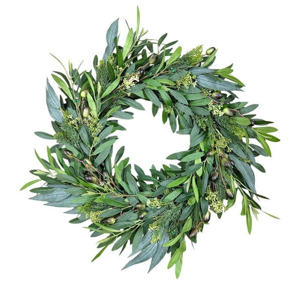 Spring Front Door Wreath Artificial Tulip Flower Garland with Leaves and Ferns Outdoor Porch Decoration for Home Wedding or Fireplace Colorful Floral Hanging Decor