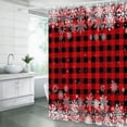 thumbnail image 3 of Merry Christmas Shower Curtain Snowflake Red Black Buffalo Check Plaid Farmhouse Winter Holiday Happy New Year Fabric Bathroom Decor Curtain Sets with Hooks,Red Black White, 3 of 3