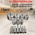 thumbnail image 4 of 15pcs Diamond Coated Drill Bit Set Tile Marble Glass Ceramic Hole Saw Drilling Bits For Power Tools 6mm-50mm, 4 of 5