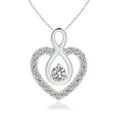 thumbnail image 1 of Angara Natural Diamond Necklace - Diamond Heart Pendant with Infinity Loop in Platinum for Women, 1 of 8