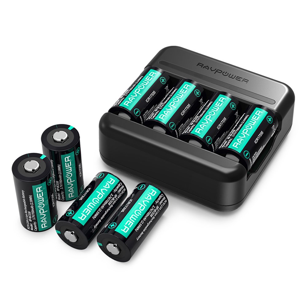 CR123A Lithium Batteries Charger Set [Can Be Recharged,8 Pack] 700mAh