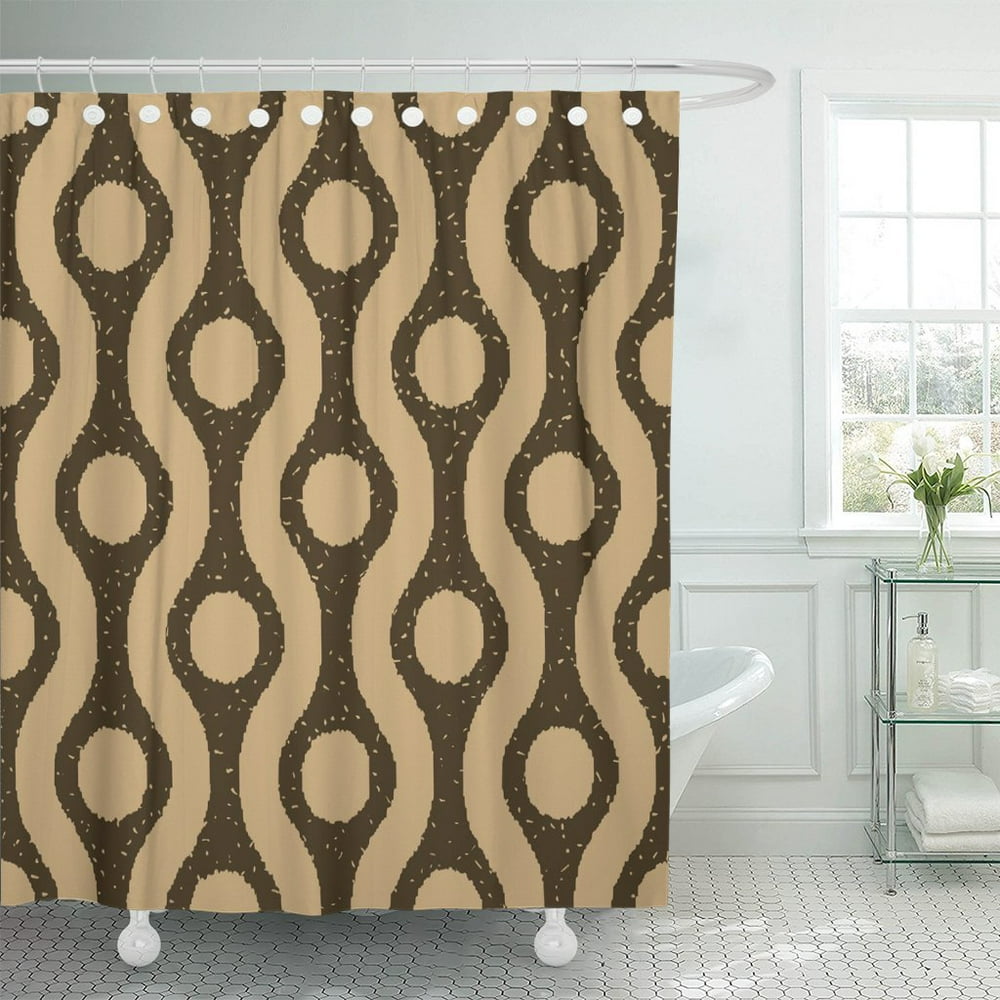 PKNMT Abstract Kraft Brown and Black Ogee Ikat Polka Dot Shower Curtain 60x72 inches Walmart