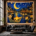 thumbnail image 4 of Black Cat in a Paper Boat on a Swirling River Whimsical Illustration for Cat Lovers Whimsical Wall Art Decor Birthday Gift Tapestry Wall Hanging for Bedroom and Dorm, 4 of 5