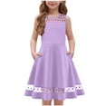 thumbnail image 2 of Spazoro Toddler Girls A-Line Dress, Solid Color Round Neck Sleeveless Casual Princess Dresses for Child Girls Purple Size 11 T, 2 of 8