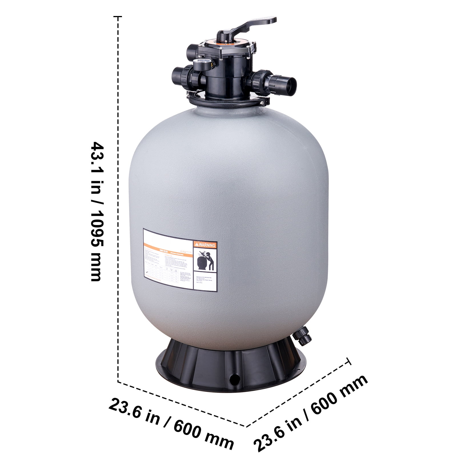 KFFKFF 24" Sand Pool Filter, 3900 GPH Flow Speed, 7 Modes Functional Sand Filter System, Suitable for Above Ground Pools and Inground Pools up to 39,000 Gallons
