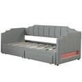 thumbnail image 5 of Harper & Bright Designs Twin XL to King Extendable Daybed with Storage Drawers & LED Lights, Upholstered Convertible Sofa Bed for Guest Room, Gray, 5 of 14
