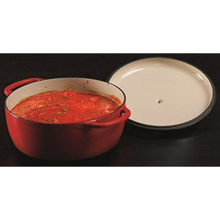 Lodge Enamelware 7.5 qt. Round Cast Iron Dutch Oven in Red Enamel with Lid  EC7D43 - The Home Depot