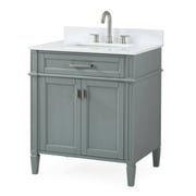 Tennant Brand 30 Modern Gray Bathroom Vanity with White Quartz Top