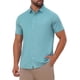 thumbnail image 4 of CAMISAS DE NEGOCIO DE MANGA CORTA DE COLOR SÓLIDO PARA HOMBRES CON CUELLO PUNTA Y BOTONES XL AZUL, 4 of 6