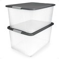 thumbnail image 1 of Gavetas organizadoras de almacenamiento HOMZ de 64 cuartos de galón (60 L) de plástico transparente, x2, 1 of 8