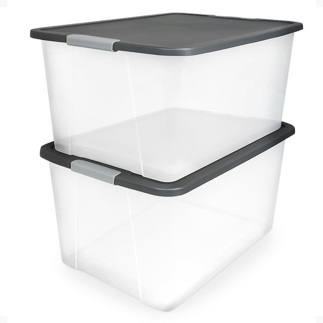 Gavetas organizadoras de almacenamiento HOMZ de 64 cuartos de galón (60 L) de plástico transparente, x2
