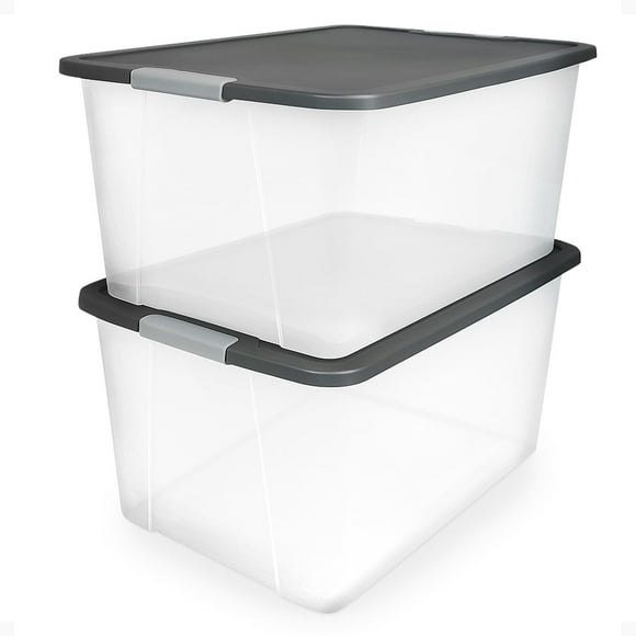 Gavetas organizadoras de almacenamiento HOMZ de 64 cuartos de galón (60 L) de plástico transparente, x2