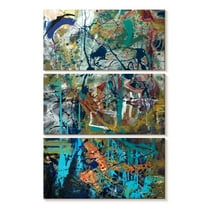 Elephant Stock Here With Your Majesty Wall Art - Vertical Multi Panel Canvas - Living Room Wall Decor - Abstract Multi Panel - Blue And Turquoise Decor By Mara Galvao - 14" x 23"