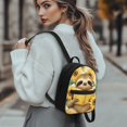 thumbnail image 3 of CHAQLIN Sloth Sunflower Pattern Mini Backpack Purse for Work Travel, Lightweight Mini Travel Backpacks Polyester Front Pocket Small Backpack, 3 of 8
