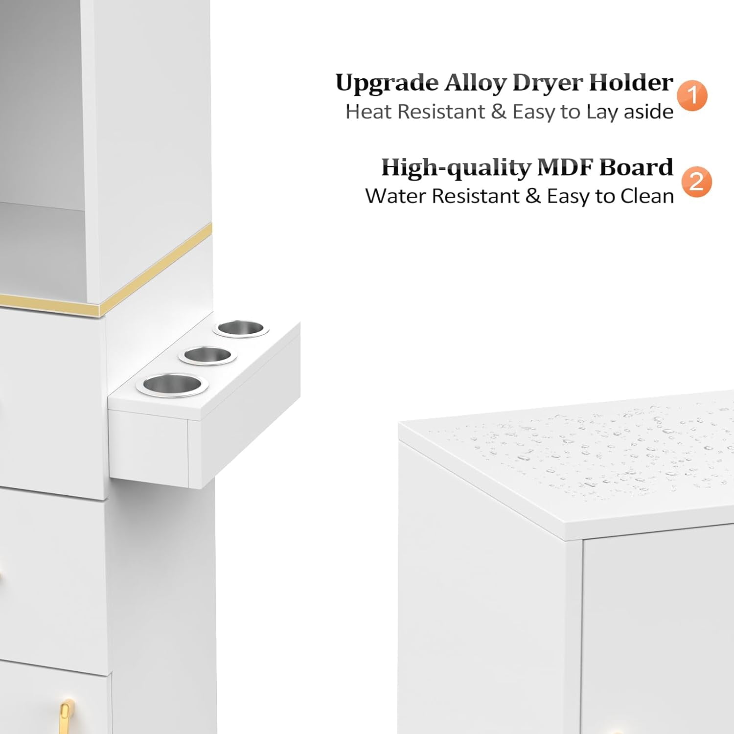 Katxon Salon Storage Station with 2 Storage Cabinet, 2 Drawers, White