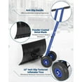 thumbnail image 6 of Lumiparty Snow Shovel with Wheels, Heavy Duty Double Rod Wheeled Snow Pusher with 29"W X 19.8"H Metal Blade, Angle & Height Adjustable Handle for Driveway Sidewalk Yard, Blue, 6 of 7