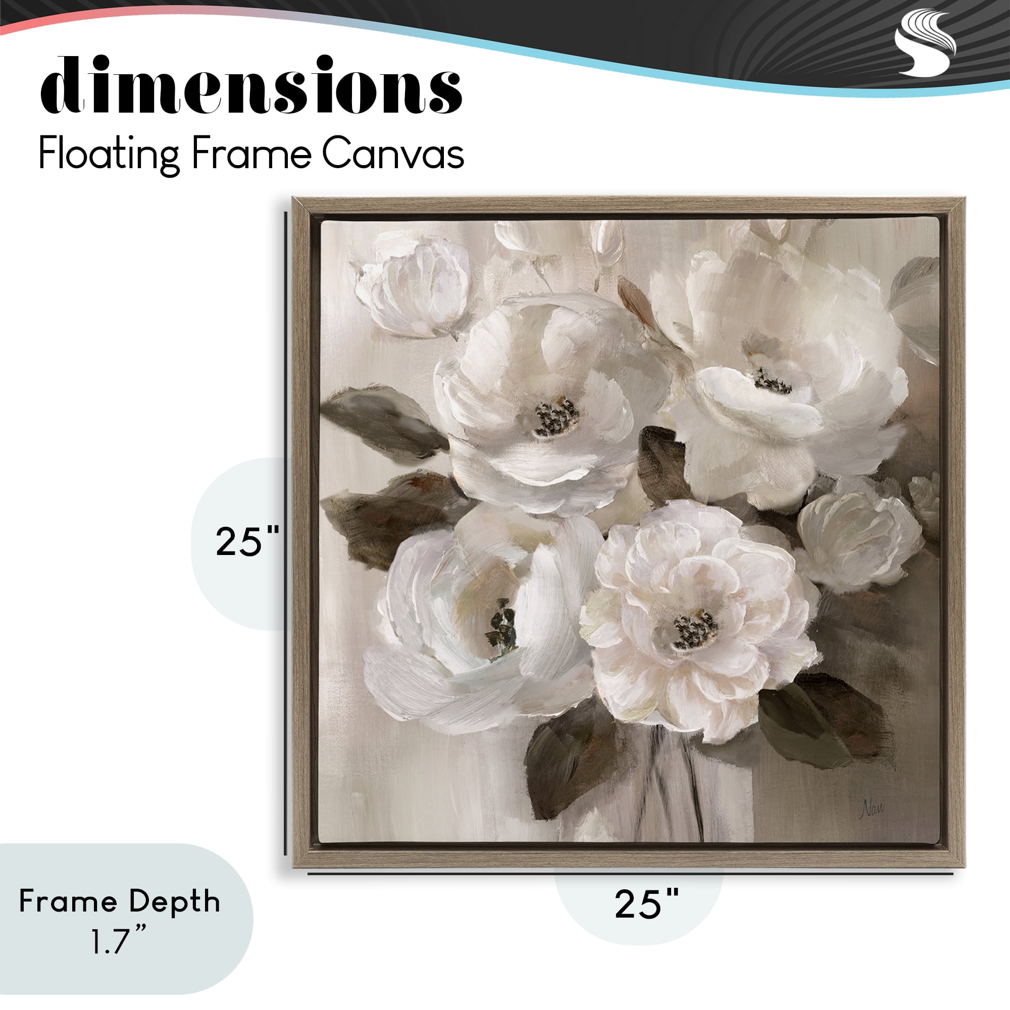 Stupell Industries Ivory Flower Bushel Brown Framed Floater Canvas Wall Art, design by Nan