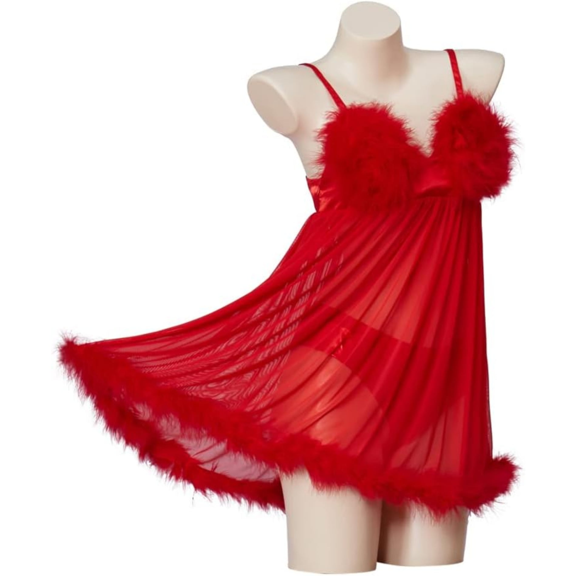 fembot in a red dress Women Fembot Costume Red Sexy Feather Lingerie Suit Suspender Dress