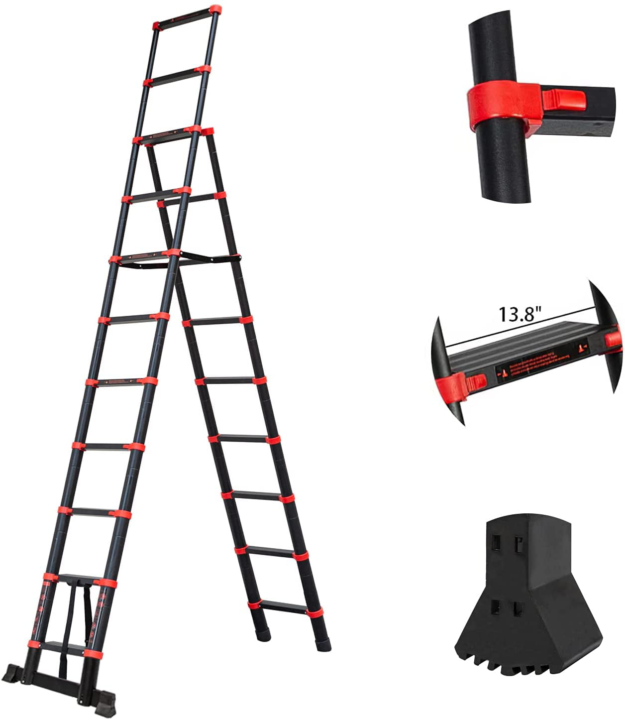 19.5ft Multi Purpose Aluminum Telescopic Ladder Heavy Duty Folding Combination Ladder Extension Ladder