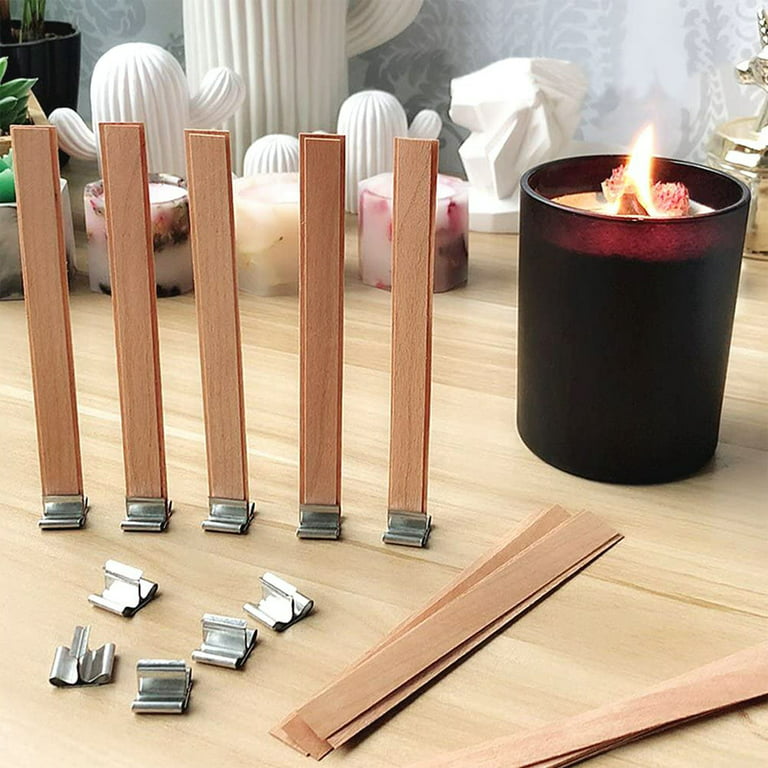 Wood Candle Wicks with Iron Stand Candle Cores Natural