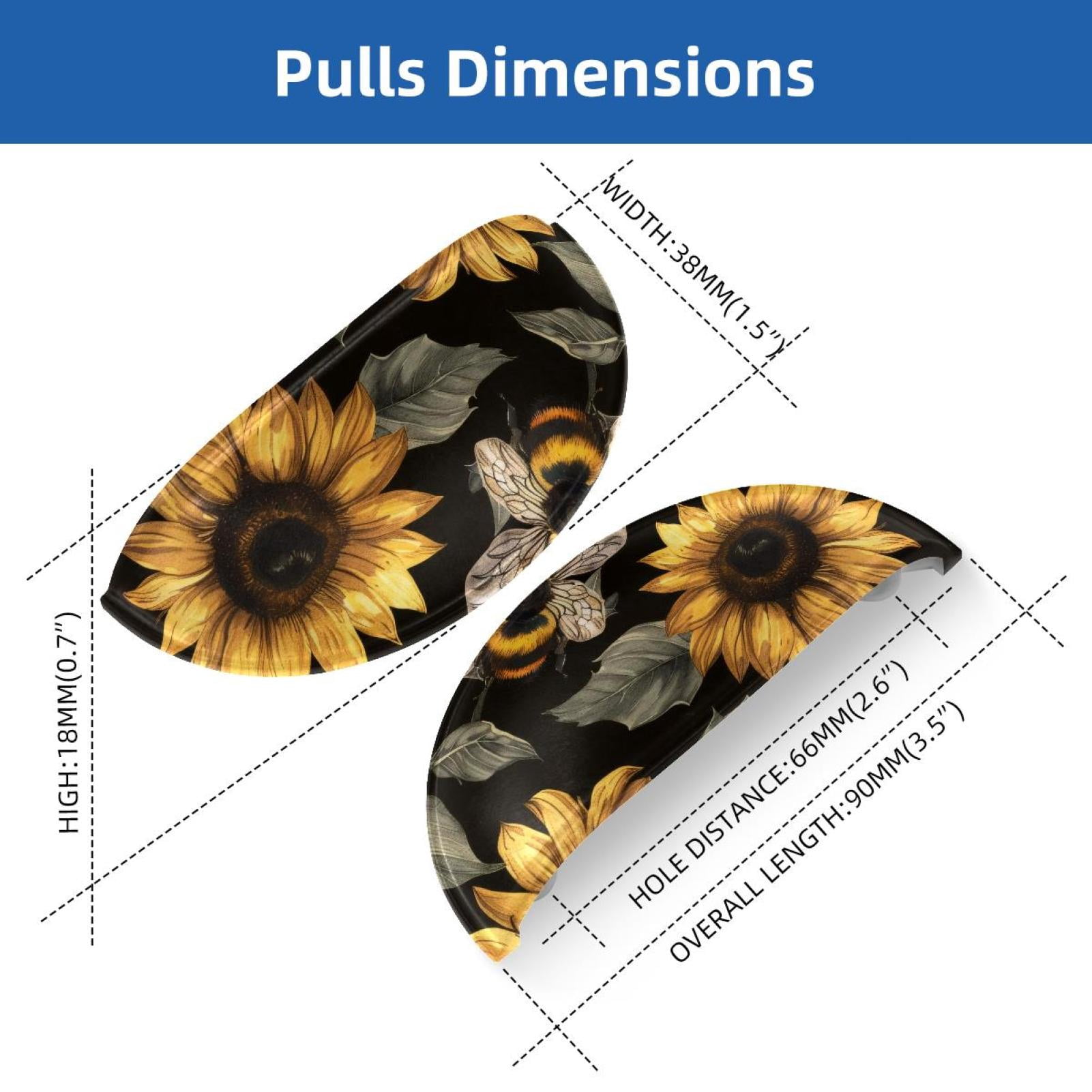 PhooArto 6 Pcs Cup Drawer Pulls, Sunflower and Bee Pattern Shell Shape Handles Cabinet Knobs for Dresser Cupboard Closet Wardrobe with Screws