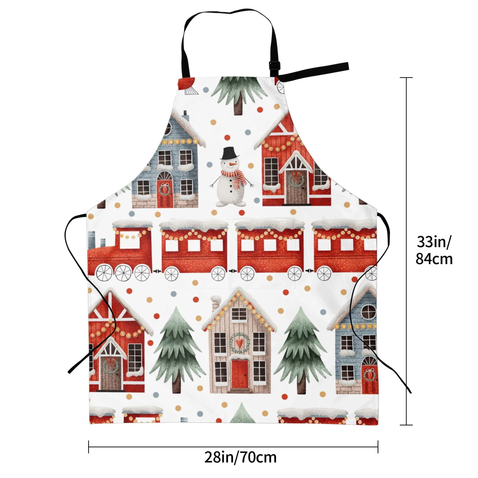 Kdxio Christmas Houses Apron with Pockets Adjustable Kitchen Aprons for Men Women Waterproof Aprons for Cooking,Drawing,Crafting, Baking Household Cleaning