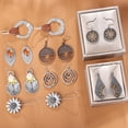 thumbnail image 4 of Pendientes Coolkin Boho vintage geométricos redondos de madera y cuero, 4 of 6