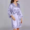 thumbnail image 5 of IROINNID Long Sleeve Dress for Women Homewear Long-Sleeve V-Neck Dress Color Lace Night-Robe One Size,Purple, 5 of 8