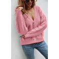 thumbnail image 4 of Women's V Neck Button Down Long Sleeve Cable Knit Cardigan Sweaters Outerwear Tops, 4 of 6