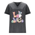 thumbnail image 3 of Corto para las Mujeres Casual Verano 2025 Pascua Impresión V-Cuello Camiseta, Ligero 95% Poliéster 5% Spandex Top para Toda la Temporada Hogar Y Diario, 3 of 7