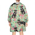 thumbnail image 2 of Wearable Oversized Blanket,Rottweiler with Pioneer Flower Wearable Blanket Hoodie for Adults,Cozy Hooded Blankets with Super Pockets,Super Warm Fuzzy Pullover for Women & Men, 2 of 6