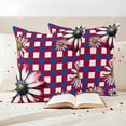 thumbnail image 3 of 4th of July Outdoor Waterproof Pillow Covers, Red Blue Plaid Spring Floral Independence Day Decorative Square Throw Pillowcase Sofa Cushion Sham for Patio/Couch/Chair, 20"x20" 2 Pack, 3 of 8