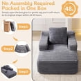 thumbnail image 6 of Akaber 31″W Sleeper Couch, Chaise Lounge Chair Indoor, Soft Corduroy Boneless Reading Chairs for Living Room, Bedroom, Movie Room (Grey, Small), 6 of 8