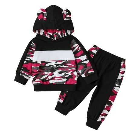 

Qufokar Baby Gifts for Newborn Boys 4 Month Baby Boy Clothes Toddler Boys Long Sleeve Camouflage Hoodie T Shirt Tops Pants Outfits