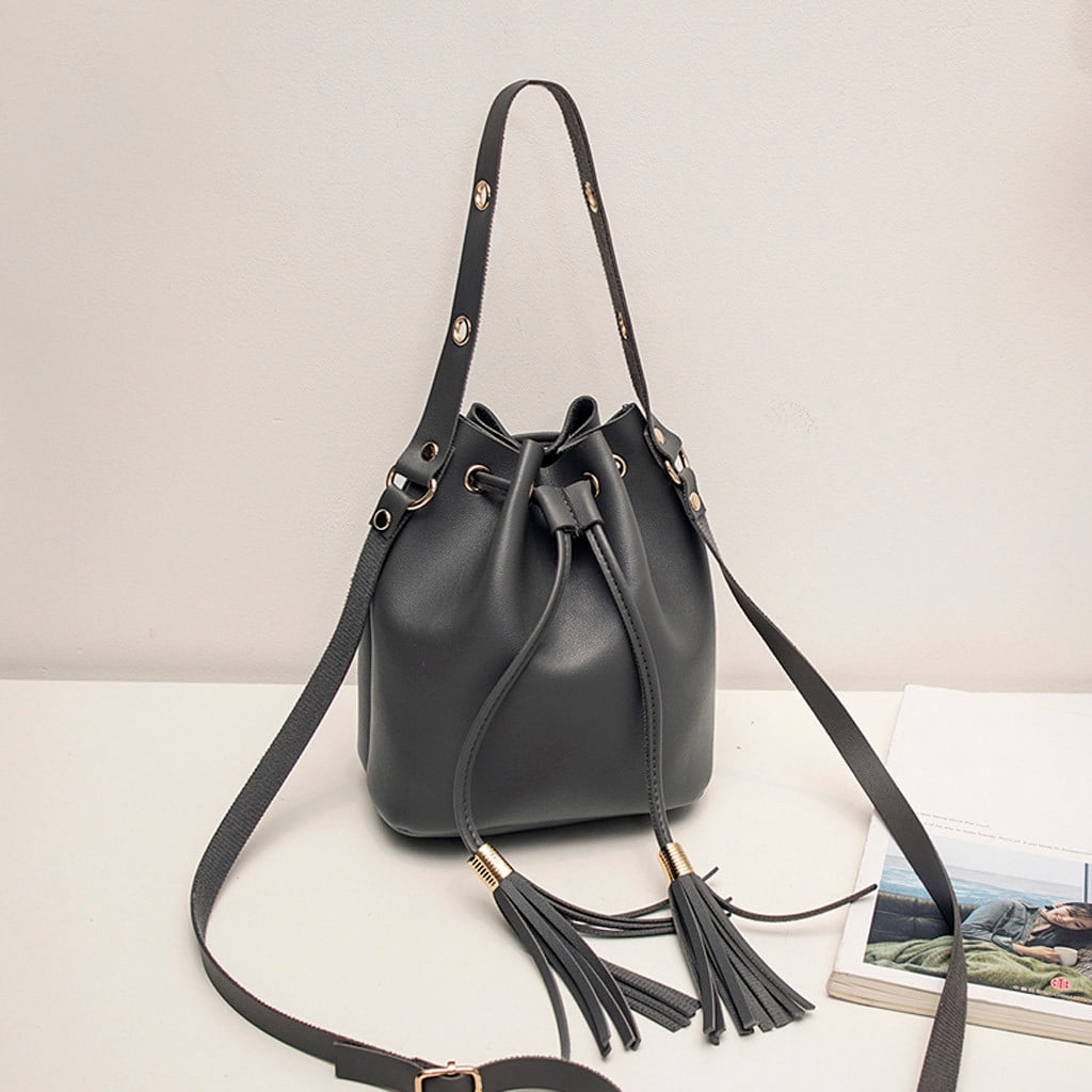 Fashion Ladies Classic Tassel Bucket DrawString Shoulder Bag Messenger Bag - 0 ...