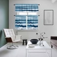 thumbnail image 5 of Abstract Blue Kitchen Curtains Valances and Tiers Set of 3 Retro Watercolor Ripple Tier Curtains and Valance with Rod Pocket for Small Windows, 27.5"x36", 5 of 9