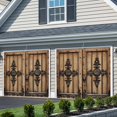 thumbnail image 3 of Farmhouse Brown Garage Door Cover Banner 7 x 16 FT,Rustic Wooden Historical Barn Door Plank Garage Door Curtains Backdrop with Grommets for Indoor Outdoor Wall Party Porch Yard Decorations Background, 3 of 9