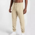 thumbnail image 2 of YUGYXL Stretch Waist Sport Pants for Men Active Joggers Pant Drawstring Comfy Tapered Pant Outdoor Gym Trousers Beige XXL, 2 of 7