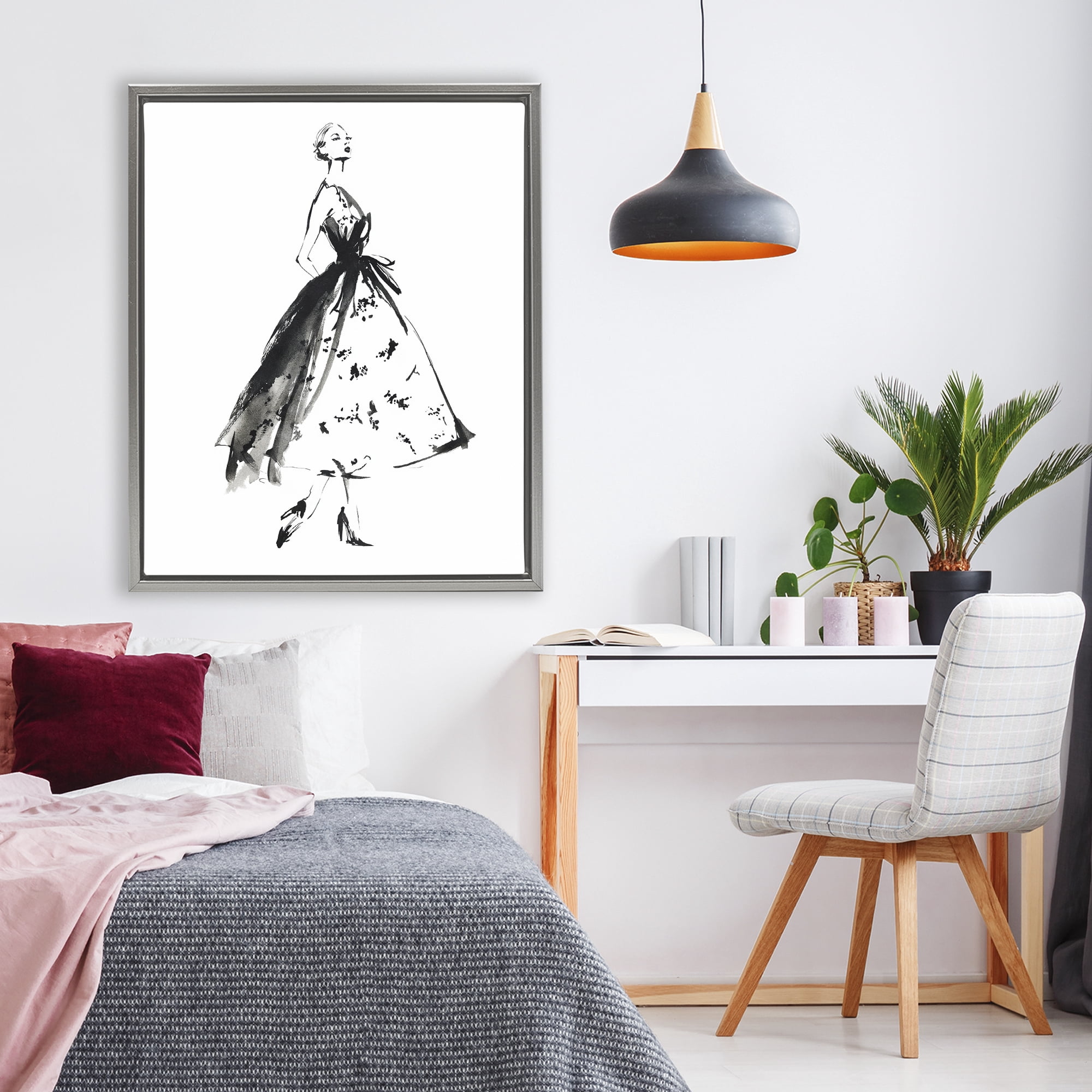 Stupell Industries Ethereal Couture Contour Gray Framed Floater Canvas Wall Art, design by Svetlana Aleynikova