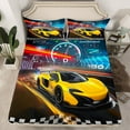 thumbnail image 2 of Castle Fairy Children Teens Racing Car Twin Sheet Sets 3pcs,Geometric Plaid Grid Twin Fitted Sheet Microfiber,Extreme Sport Breathable Flat Sheet,Lightweight Room Decor, 2 of 7