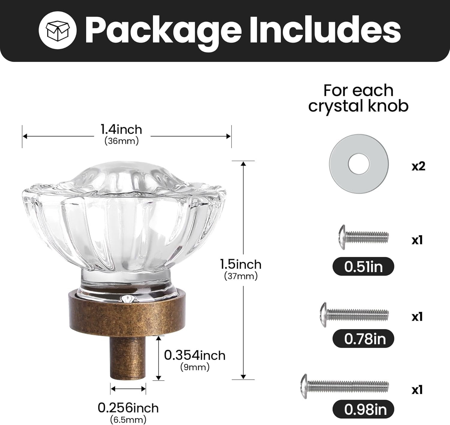 Cabinet Knobs  Cabinets Knob 8 Pack, Antique Brass Bronze Small Pull, Clear  Closet Dresser Drawers Cupboard Wardrobe Old Fashioned Handle, Retro Pulls Two Installation Methods