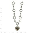 thumbnail image 2 of Sterling Silver w/14k Black Diamond Heart Drop Necklace, 2 of 2