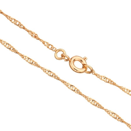 18Inch Necklace Gold Twisted Flat Curb Chain With Springring Clasp
