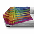 thumbnail image 2 of Rainbow Soft Flannel Fleece Throw Blanket, Vibrant Tones Colorful Geometric Shapes Print, Cozy Plush for Indoor and Outdoor Use, 70" x 90", Multicolor, by Ambesonne, 2 of 5